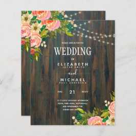 LeahG Rustic Wood Peach Coral Blommigt Bröllop