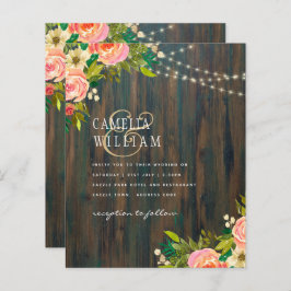 LeahG Rustic Wood Peach Coral Blommigt Bröllop