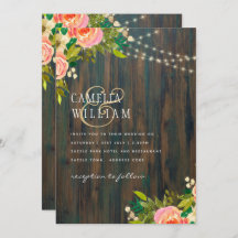 LeahG Rustic Wood Peach Coral Blommigt Bröllop