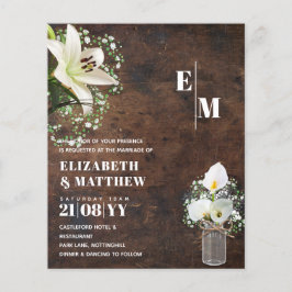 LeahG Rustik Callalily Floral Bröllopsinbjudan Flygblad