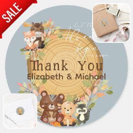 LeahG:s Anpassningsbar Cutesy Woodland Animals Bab Runt Klistermärke