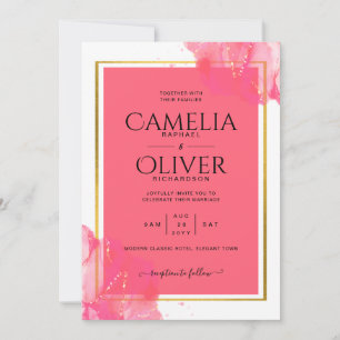 LeahG Salmon ROSA GULD BRÖLLOP Alcohol Bläck Inbjudningar