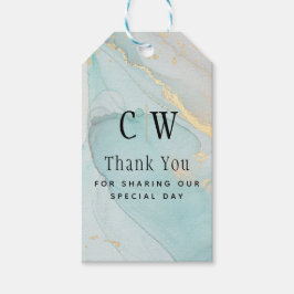 LeahG Sea Glass Teal Guld BLÄCK Bröllop Tack Presentetikett