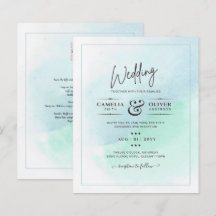 LeahG Sea Glass Turcos Teal Blue Wedding INVITE