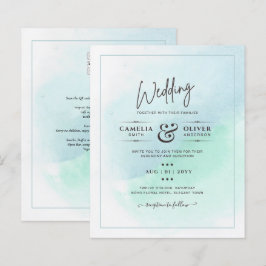 LeahG Sea Glass Turcos Teal Blue Wedding INVITE