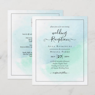 LeahG Sea Glass Turcos Teal Blue Wedding INVITE