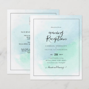 LeahG Sea Glass Turcos Teal Blue Wedding INVITE