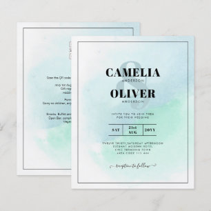 LeahG Sea Glass Turcos Teal Blue Wedding INVITE