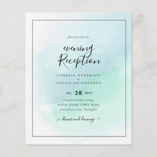 LeahG Sea Glass Turcos Teal Blue Wedding INVITE Flygblad