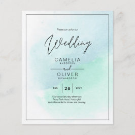 LeahG Sea Glass Turcos Teal Blue Wedding INVITE Flygblad