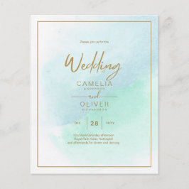 LeahG Sea Glass Turcos Teal Blue Wedding INVITE Flygblad