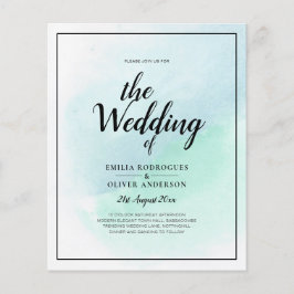 LeahG Sea Glass Turcos Teal Blue Wedding INVITE Flygblad