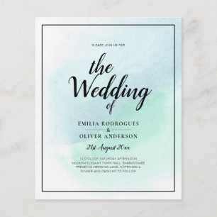 LeahG Sea Glass Turcos Teal Blue Wedding INVITE Flygblad