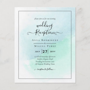 LeahG Sea Glass Turcos Teal Blue Wedding INVITE Flygblad
