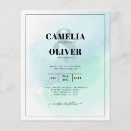 LeahG Sea Glass Turcos Teal Blue Wedding INVITE Flygblad