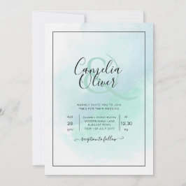 LeahG Sea Glass Turcos Teal Blue Wedding INVITE Inbjudningar