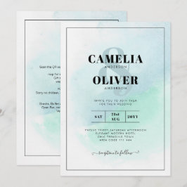 LeahG Sea Glass Turcos Teal Blue Wedding INVITE Inbjudningar