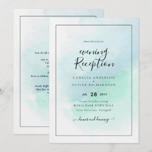 LeahG Sea Glass Turcos Teal Blue Wedding INVITE Inbjudningar