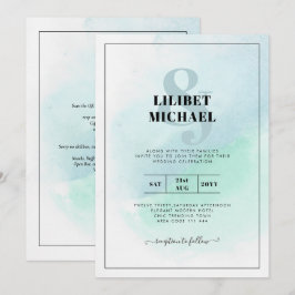LeahG Sea Glass Turcos Teal Blue Wedding INVITE Inbjudningar