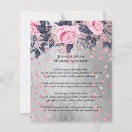 LeahG Silver Navy Rosegold Rosa Blommigt Bröllop