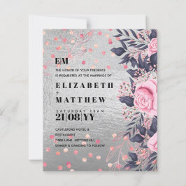LeahG Silver Navy Rosegold Rosa Blommigt Bröllop