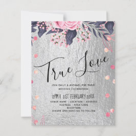 LeahG Silver Navy Rosegold Rosa Blommigt Bröllop