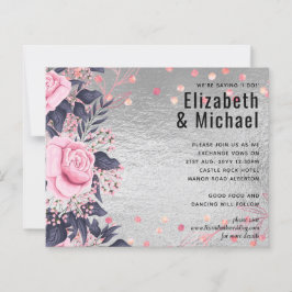 LeahG Silver Navy Rosegold Rosa Blommigt Bröllop
