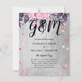 LeahG Silver Navy Rosegold Rosa Blommigt Bröllop