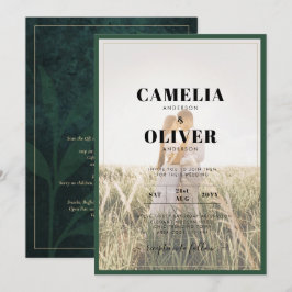 LeahG Smaragdgrön Fotoöverlägg Bröllopsinbjudan Inbjudningar