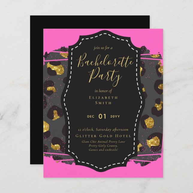 LeahG Söt Girly Bachelorette Glam Animal Prints (Fram/baksida)