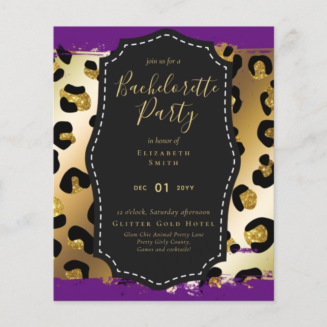 LeahG Söt Girly Bachelorette Glam Animal Prints (Framsida)