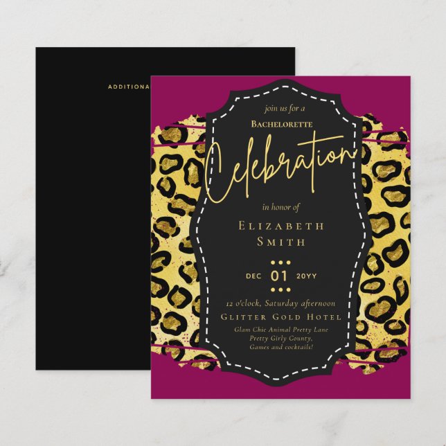 LeahG Söt Girly Bachelorette Glam Animal Prints (Fram/baksida)