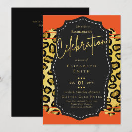 LeahG Söt Girly Bachelorette Glam Animal Prints Inbjudningar