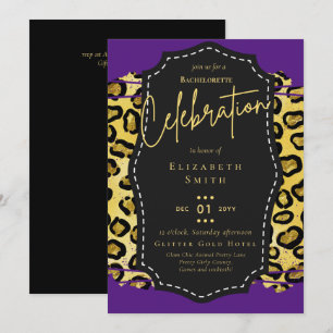 LeahG Söt Girly Bachelorette Glam Animal Prints Inbjudningar