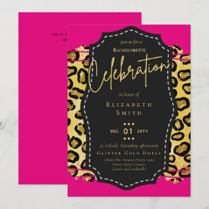 LeahG Söt Girly Bachelorette Glam Animal Prints Inbjudningar