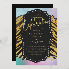 LeahG Söt Girly Bachelorette Glam Animal Prints Inbjudningar