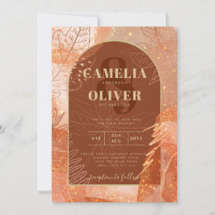 LeahG Terracotta Guld hösten FALL Wedding Inbjudan