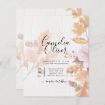 LeahG Terracotta Höst löv bröllopsinbjudan