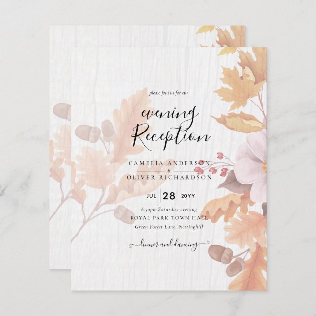 LeahG Terracotta Höst löv bröllopsinbjudan (Fram/baksida)