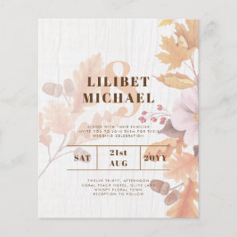 LeahG Terracotta Höst löv bröllopsinbjudan Flygblad