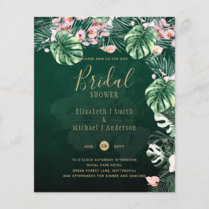 LeahG Tropical Grönt Rosa Botanical Bröllop Flygblad