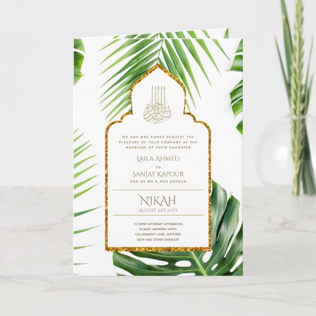 LeahG Tropical Löv Islamic Wedbjudande bjudande in Kort (Framsida)