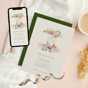 LeahG Vår Summer Boho Blommigt Flower Bröllop Inbjudningar