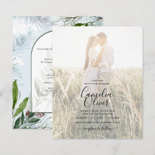 LeahG Winter Wedding Aqua Blue Grönt INBJUDAN