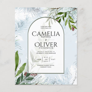 LeahG Winter Wedding Aqua Blue Grönt INBJUDAN Flygblad