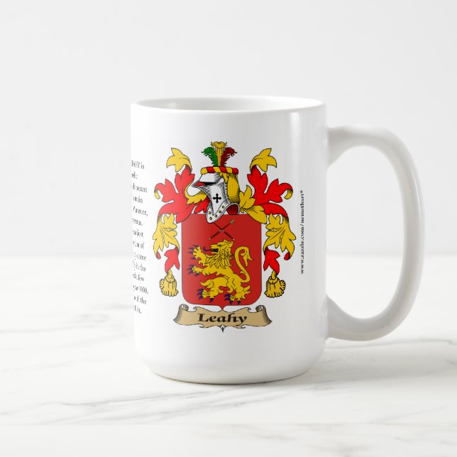 Leahy, ursprung, det menande och vapenskölden kaffemugg (Höger)