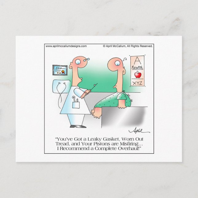 LEAKY GASKET Tecknad Postcard från April McCallum Vykort (Framsida)