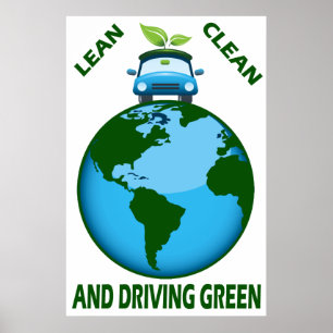 LEAN CLEAN & DRIVING GRÖNT POSTER