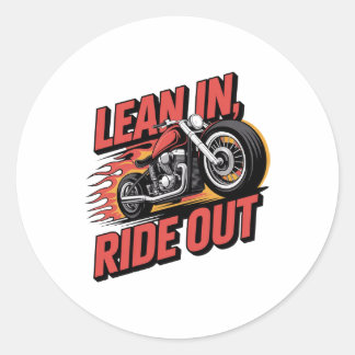 Lean in Ride out, Vintage motorcyklist Runt Klistermärke