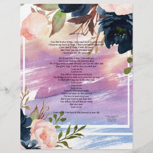 Lean On Me Watercolor Blommigt Papper (Framsida)